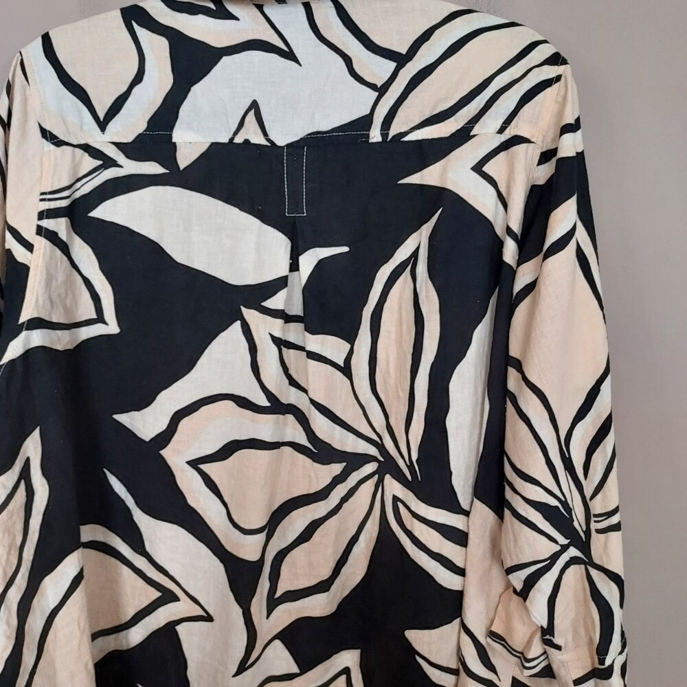 Rachel Zoe Linen Blend 3/4 Sleeve Button Down Floral Blouse Size 2X NWOT - Picture 2 of 10